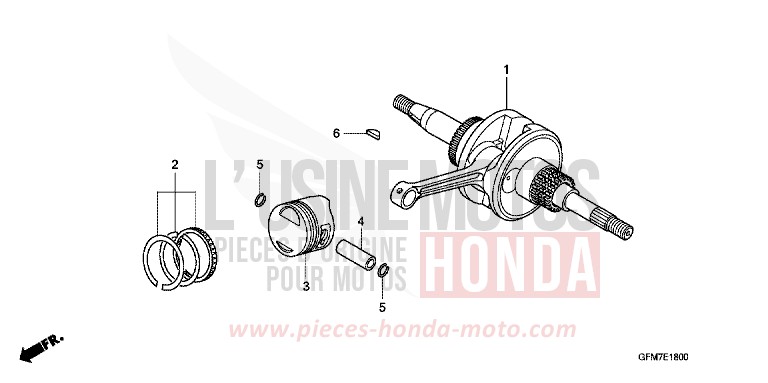 CRANKSHAFT/PISTON for NHX 110 BLACK (NH1) from 2008